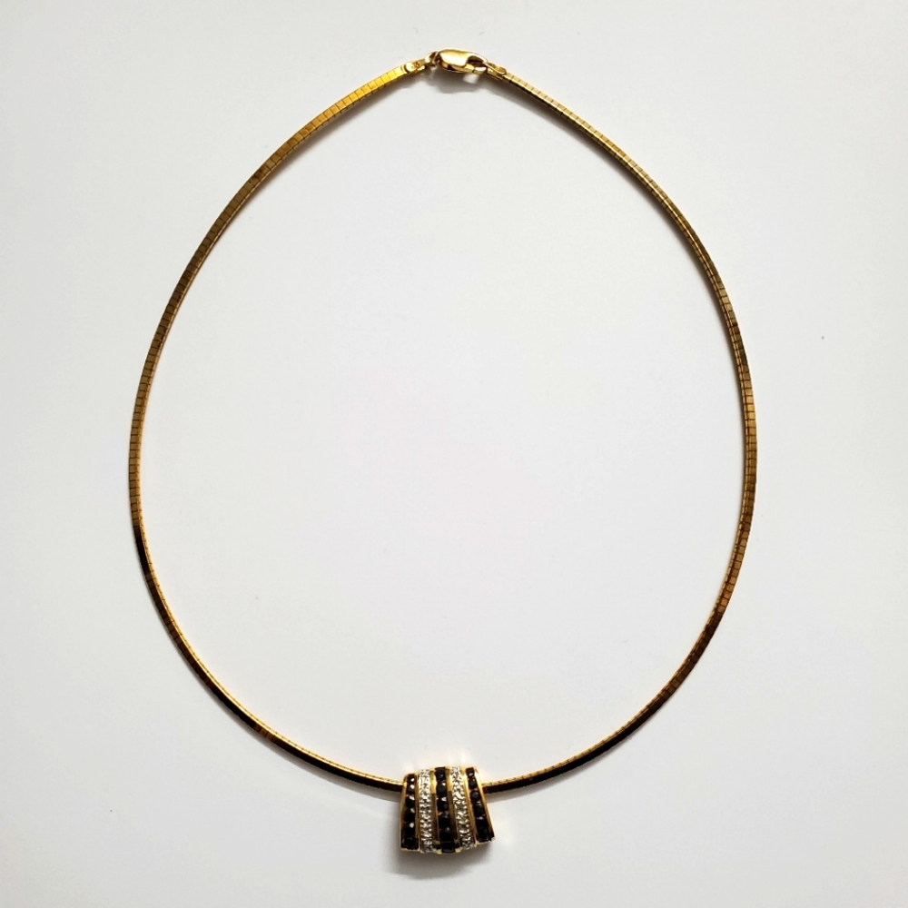 Sterling Silver 925 Sapphire 18K Gold Italy Necklace